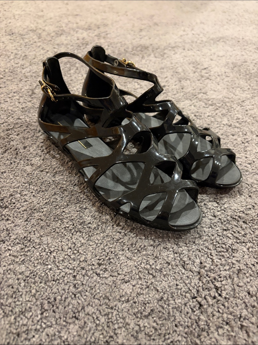 NWOT Melissa Women's Black Strappy Jelly Sandals Size 6